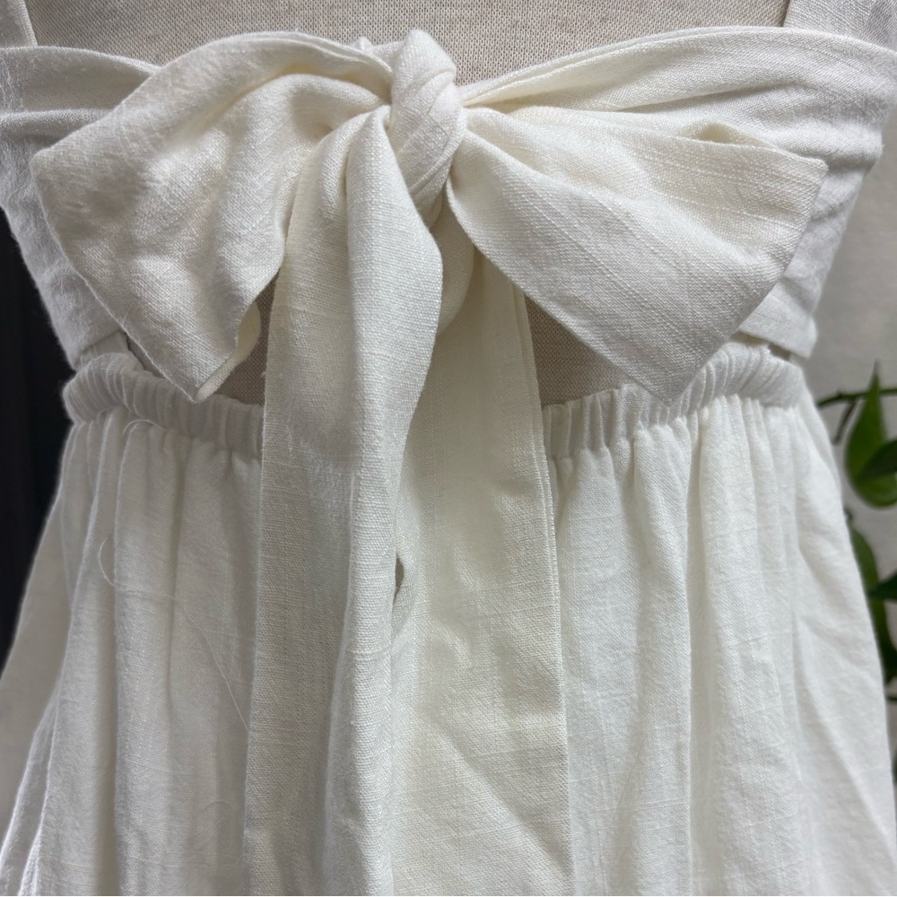 NWT Lulu's Darling Perfection White Tiered Tie-Back Mini Skater Dress | Size M - Picture 8 of 12